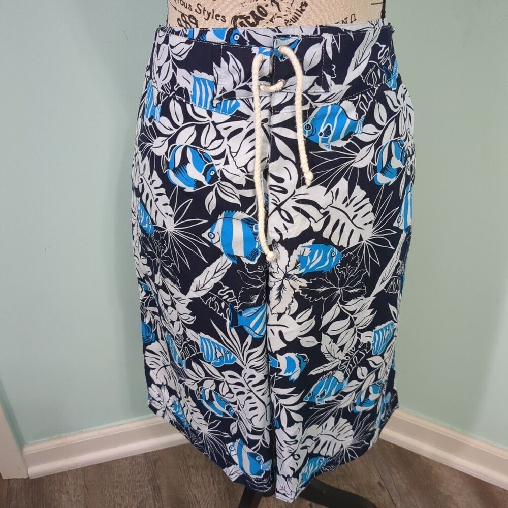 PARKE & RONEN Mens Swimming Trunks Blue Floral Print Size 34